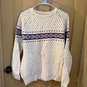 J. Crew Striped Knit Sweater - Cream and Blue